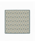 Patina mahjong mat with an antique-inspired diamond pattern in slate blue, beige and gray